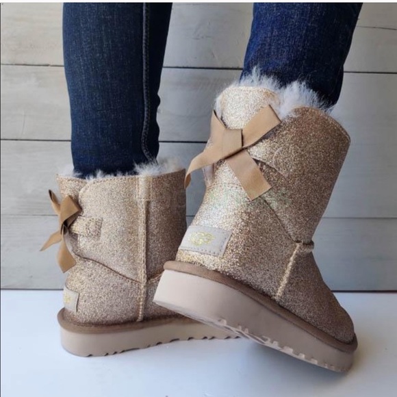 UGG Shoes Uggs Mini Baily Gold Sparkle Boots Poshmark